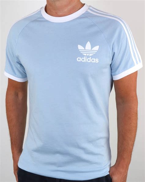 camiseta adidas originals 3 stripes celeste